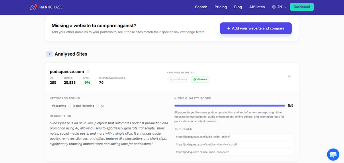 Rankchase Site Analyzer